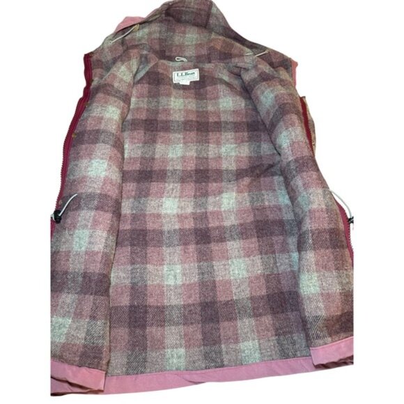 VTG LL Bean Womens M Baxter State Parka Hooded Rain Coat Pink Wool Lined USA - Picture 5 of 10